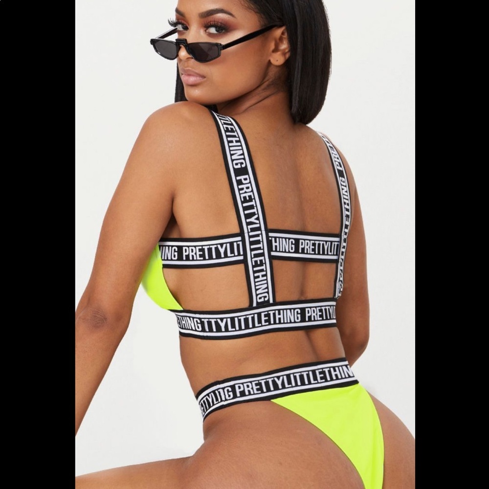 PrettyLittleThing Lime Caged Bikini